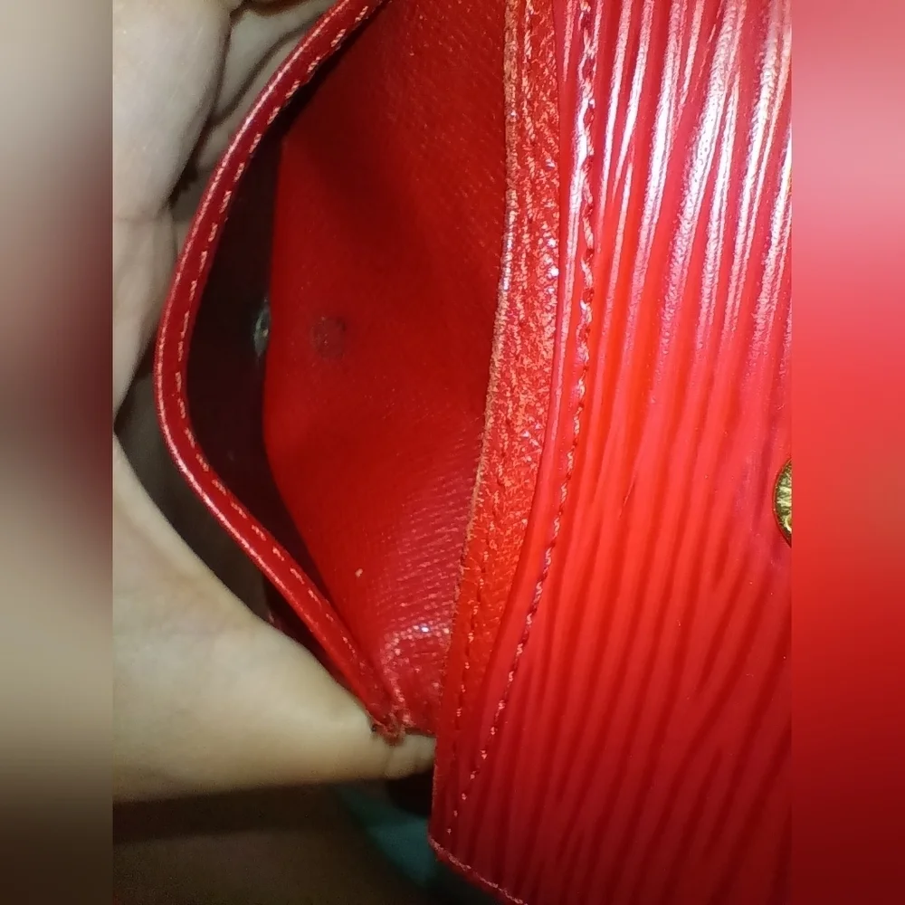 Louis Vuitton Womens Red Epi Leather Coin Purse Holder Envelope Wallet